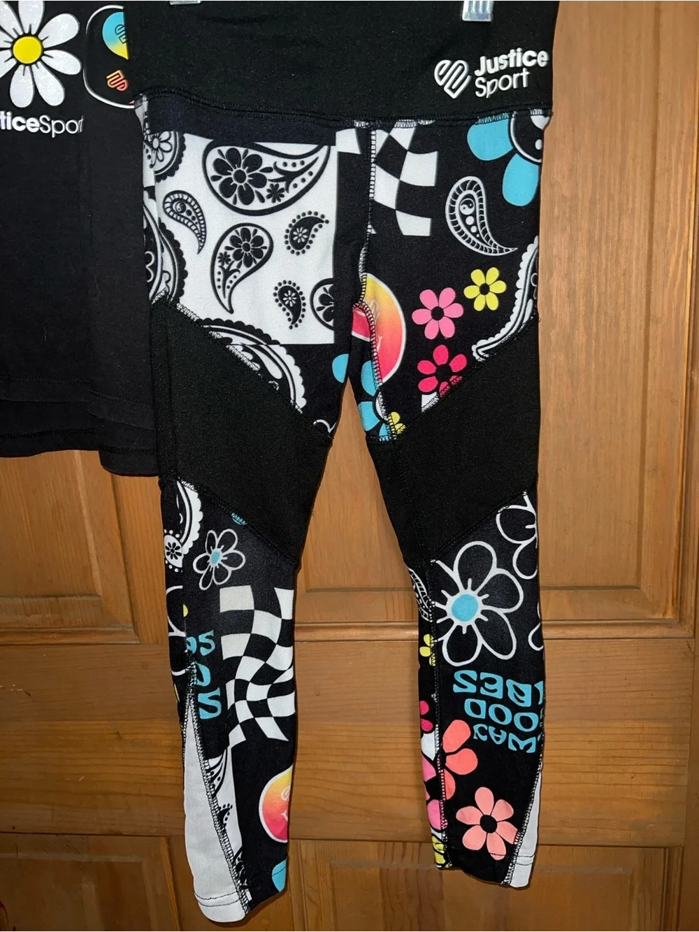 Size XS 4/5 Justice Sport Black & White Colorful Graphic Set
